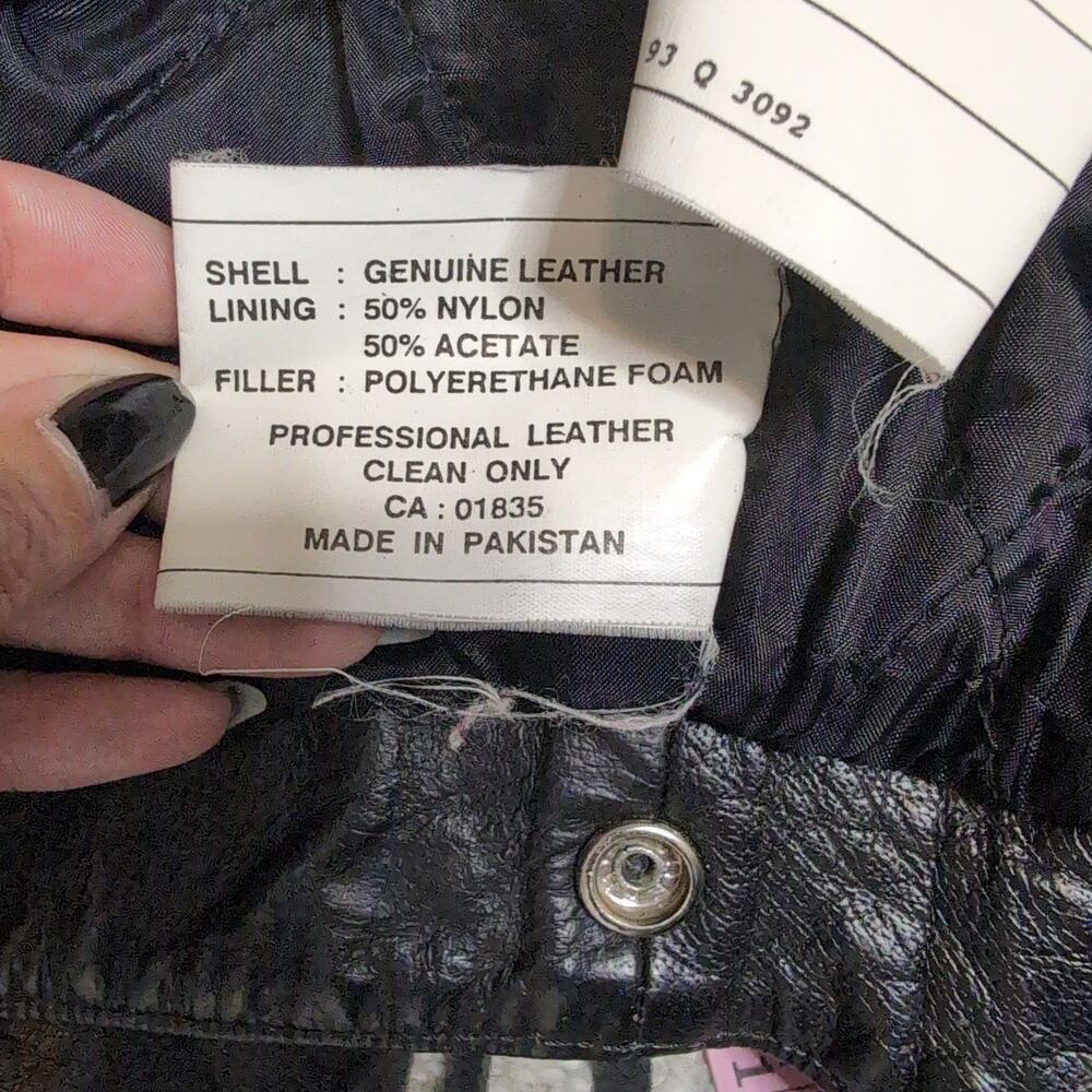 Cropped Leather Fringe Jacket Biker Vintage - Picture 7 of 8
